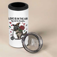 Funny Raccoon Scooter Anti Valentine 4 in 1 Can Cooler Tumbler Love Is In The Air Try Not To Breathe - Wonder Print Shop