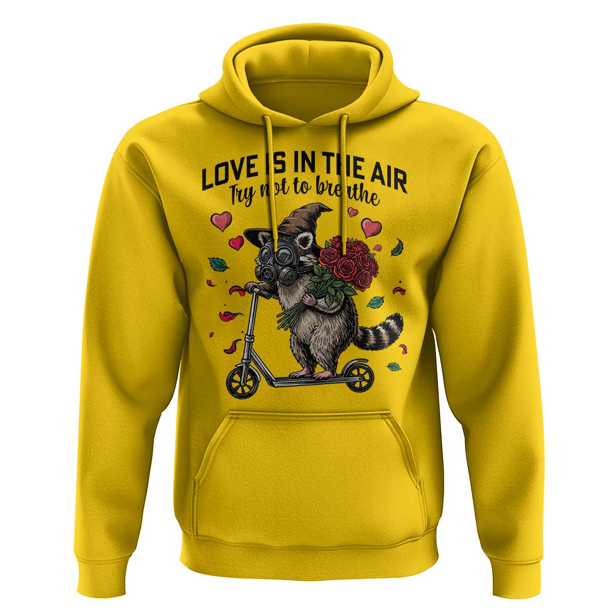 Funny Raccoon Scooter Anti Valentine Hoodie Love Is In The Air Try Not To Breathe - Wonder Print Shop