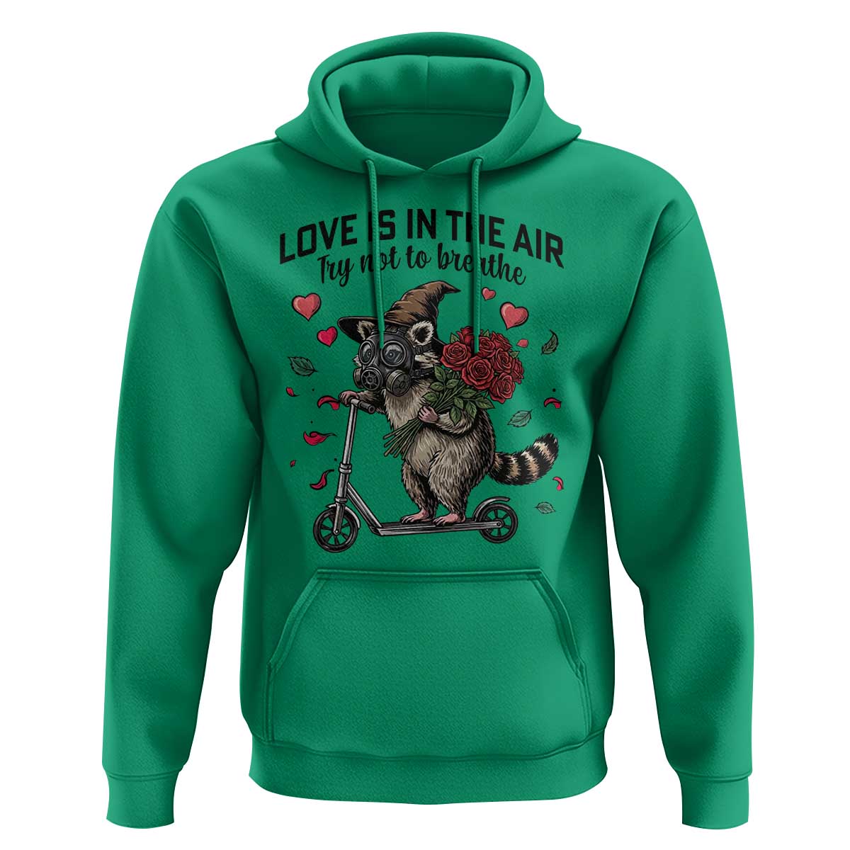 Funny Raccoon Scooter Anti Valentine Hoodie Love Is In The Air Try Not To Breathe - Wonder Print Shop