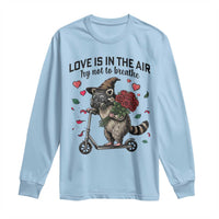 Funny Raccoon Scooter Anti Valentine Long Sleeve Shirt Love Is In The Air Try Not To Breathe - Wonder Print Shop