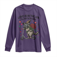 Funny Raccoon Scooter Anti Valentine Long Sleeve Shirt Love Is In The Air Try Not To Breathe - Wonder Print Shop