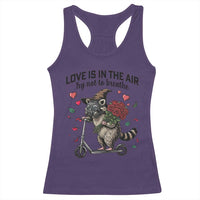 Funny Raccoon Scooter Anti Valentine Racerback Tank Top Love Is In The Air Try Not To Breathe - Wonder Print Shop