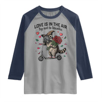 Funny Raccoon Scooter Anti Valentine Raglan Shirt Love Is In The Air Try Not To Breathe - Wonder Print Shop