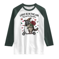 Funny Raccoon Scooter Anti Valentine Raglan Shirt Love Is In The Air Try Not To Breathe - Wonder Print Shop