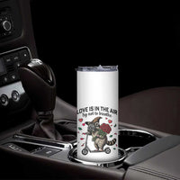 Funny Raccoon Scooter Anti Valentine Skinny Tumbler Love Is In The Air Try Not To Breathe - Wonder Print Shop