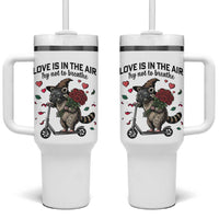 Funny Raccoon Scooter Anti Valentine Tumbler With Handle Love Is In The Air Try Not To Breathe - Wonder Print Shop