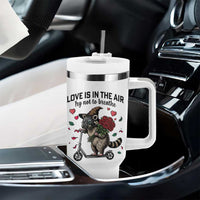 Funny Raccoon Scooter Anti Valentine Tumbler With Handle Love Is In The Air Try Not To Breathe - Wonder Print Shop