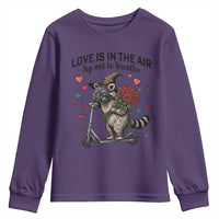 Funny Raccoon Scooter Anti Valentine Youth Sweatshirt Love Is In The Air Try Not To Breathe - Wonder Print Shop