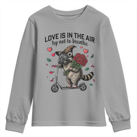 Funny Raccoon Scooter Anti Valentine Youth Sweatshirt Love Is In The Air Try Not To Breathe - Wonder Print Shop