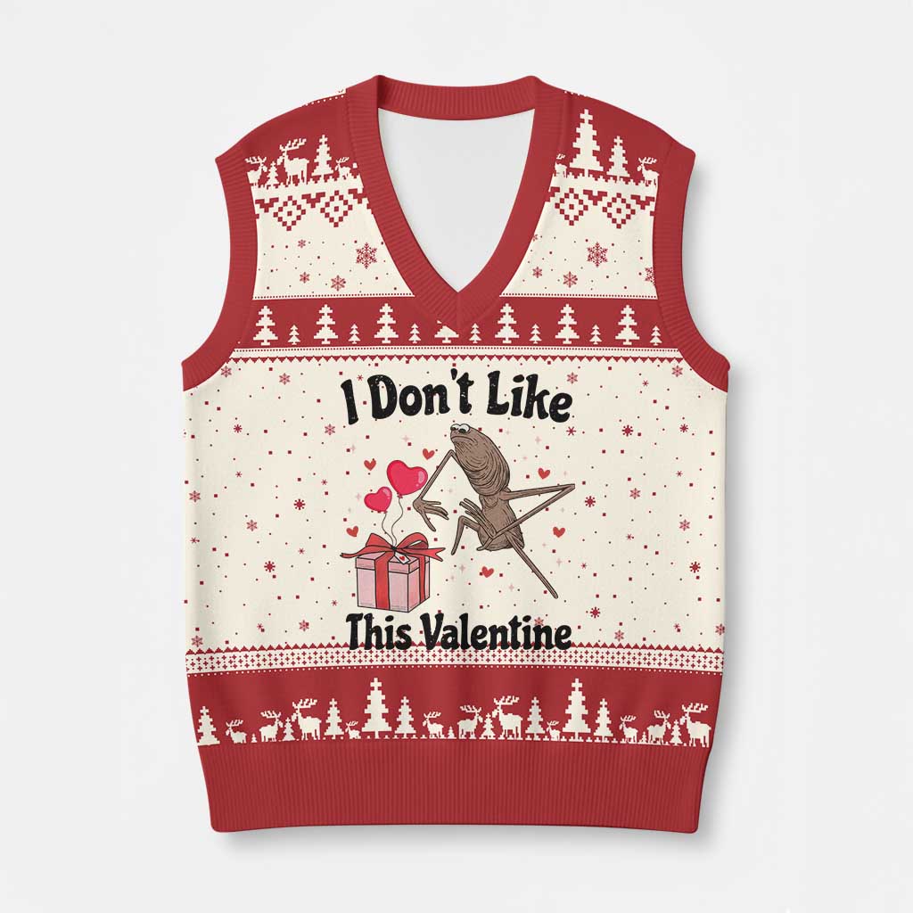 Marcus The Worm Meme V-Neck Knit Sweater Vest I Do Not Like This Valentine - Wonder Print Shop