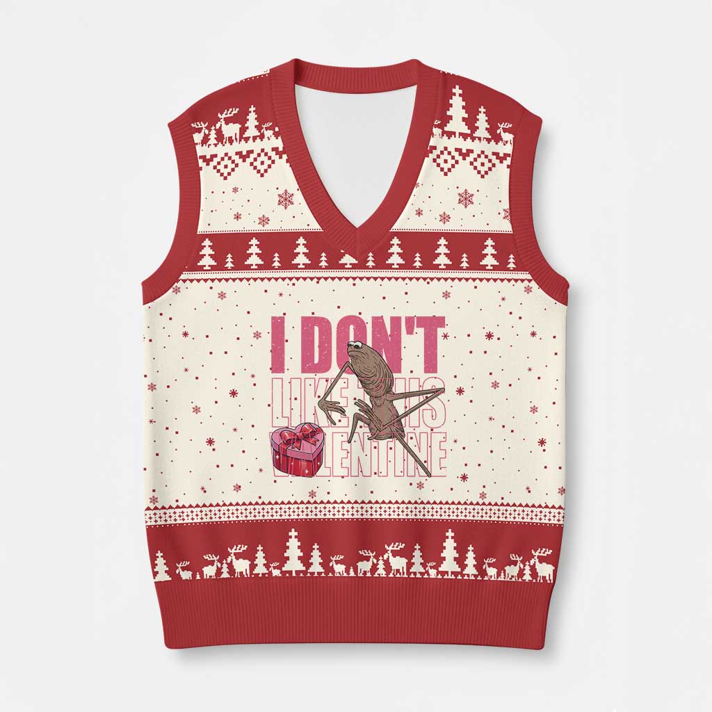 Marcus The Worm Funny Valentine Meme V-Neck Knit Sweater Vest I Don't Like This Valentine