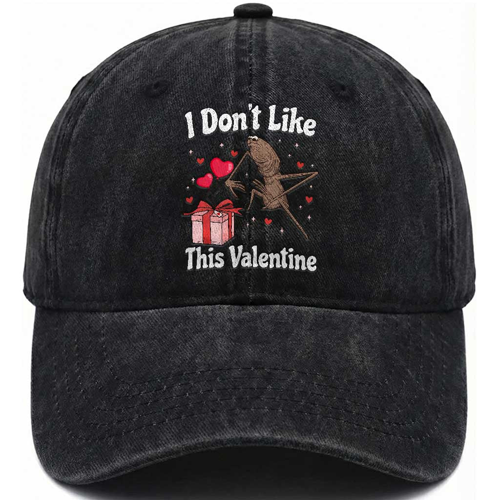 Marcus The Worm Meme Washed Cotton Baseball Cap Funny Anti Valentines Day Sarcastic