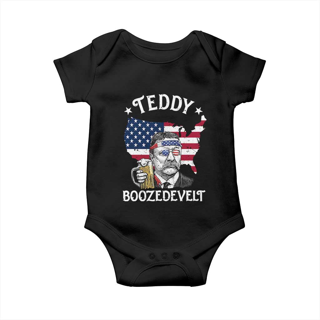 Teddy Boozedevelt Theodore Roosevelt Baby Onesie 4th Of July American Flag