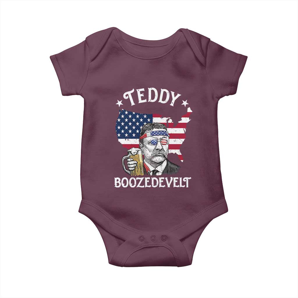 Teddy Boozedevelt Theodore Roosevelt Baby Onesie 4th Of July American Flag