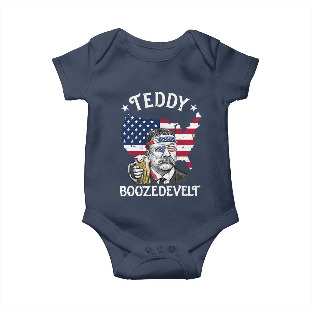 Teddy Boozedevelt Theodore Roosevelt Baby Onesie 4th Of July American Flag