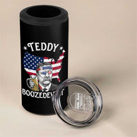 Teddy Boozedevelt Theodore Roosevelt 4 in 1 Can Cooler Tumbler 4th Of July American Flag