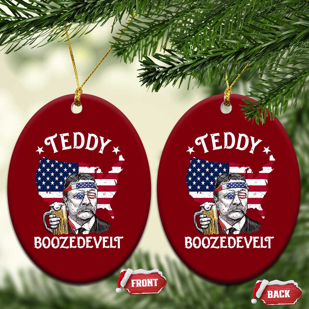 Teddy Boozedevelt Theodore Roosevelt Ceramic Ornament 4th Of July American Flag