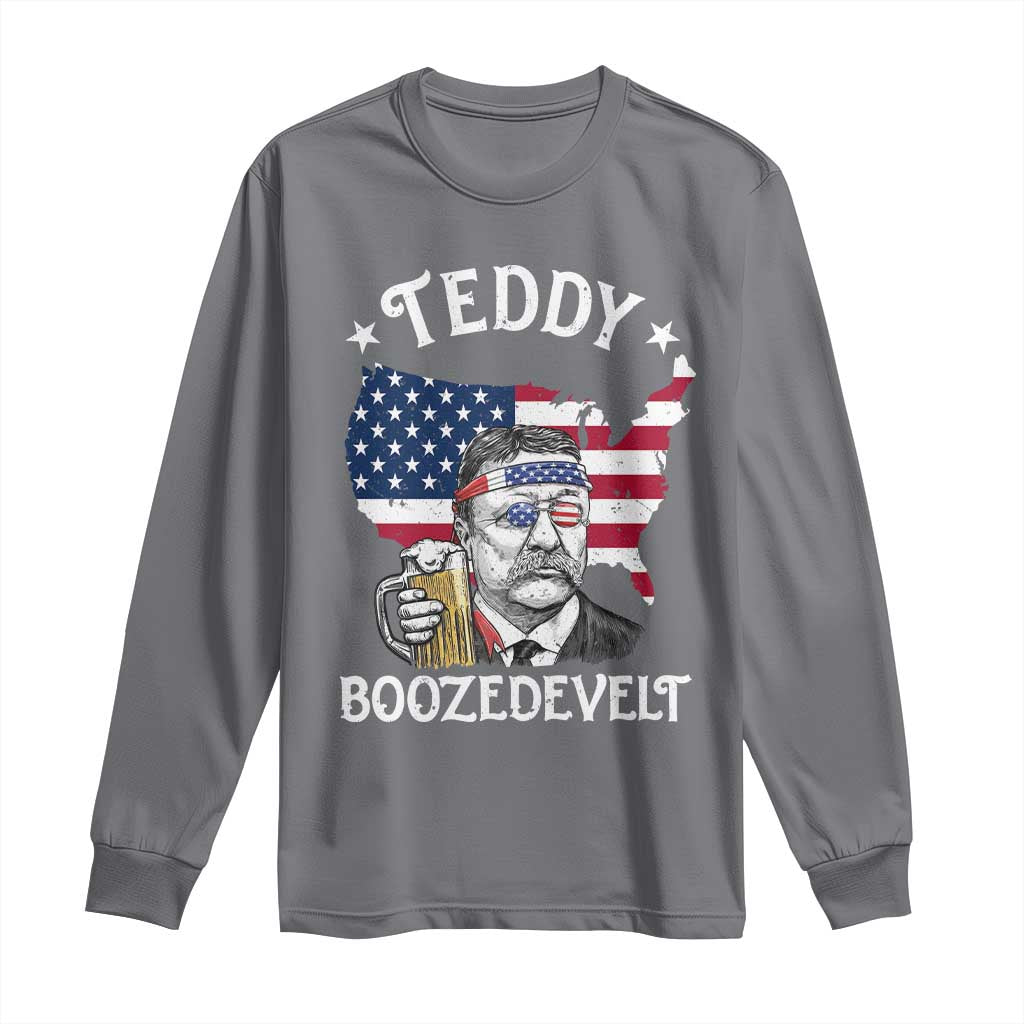 Teddy Boozedevelt Theodore Roosevelt Long Sleeve Shirt 4th Of July American Flag