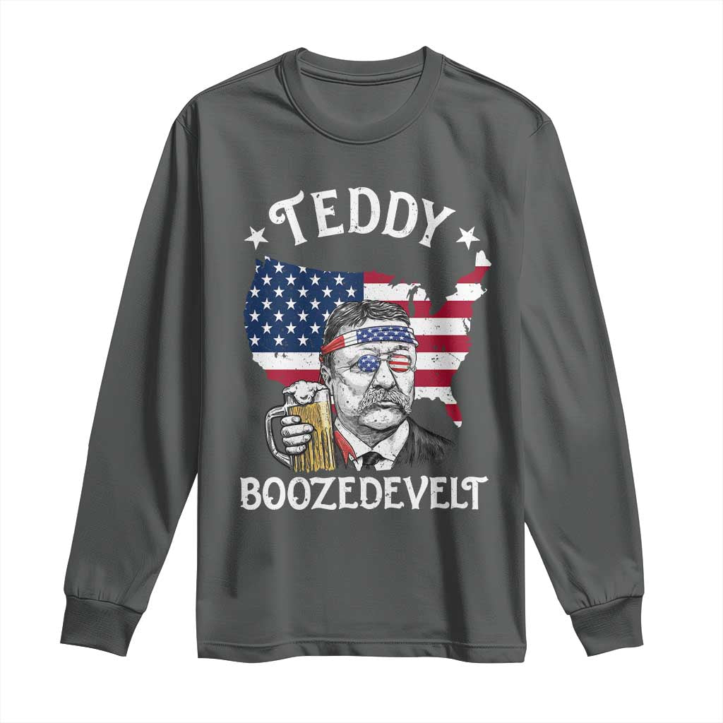 Teddy Boozedevelt Theodore Roosevelt Long Sleeve Shirt 4th Of July American Flag