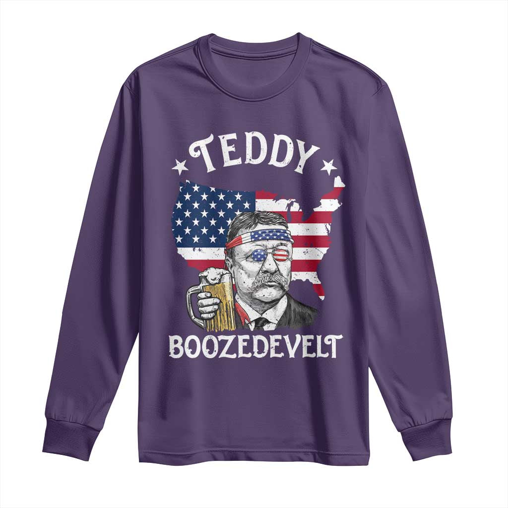 Teddy Boozedevelt Theodore Roosevelt Long Sleeve Shirt 4th Of July American Flag