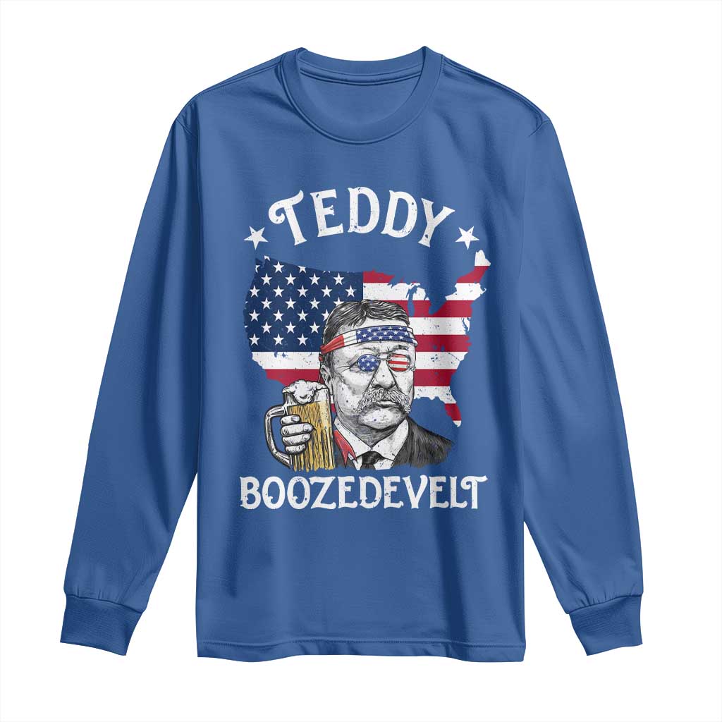 Teddy Boozedevelt Theodore Roosevelt Long Sleeve Shirt 4th Of July American Flag