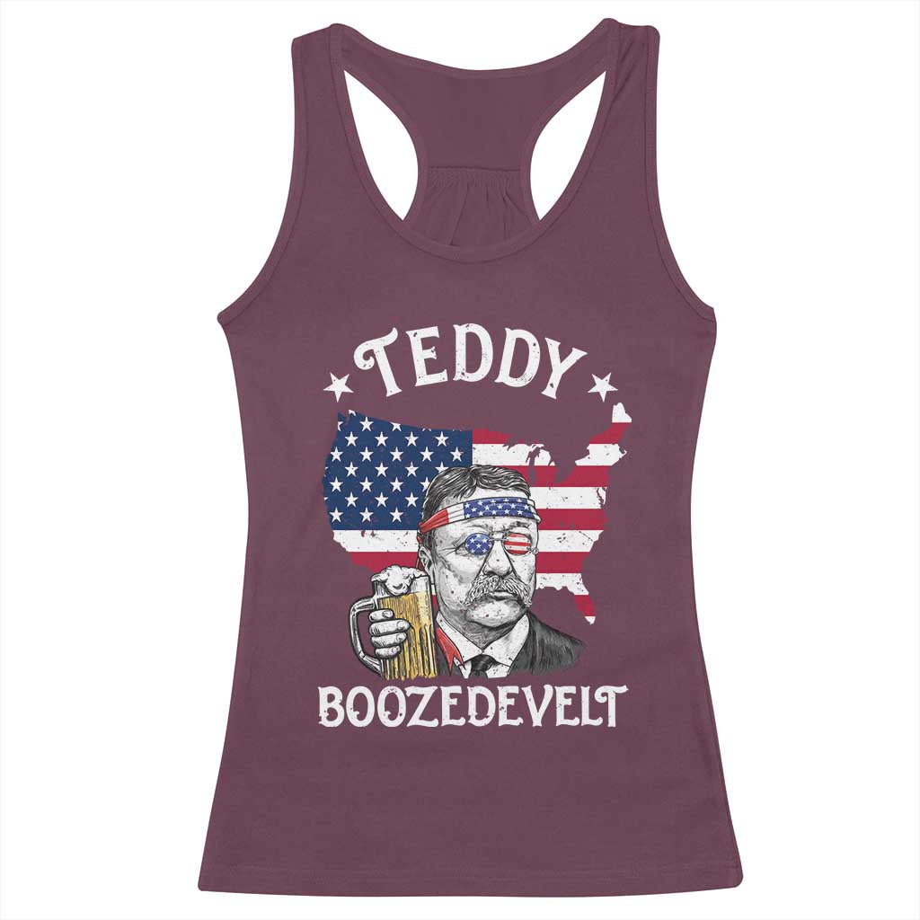 Teddy Boozedevelt Theodore Roosevelt Racerback Tank Top 4th Of July American Flag