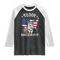 Teddy Boozedevelt Theodore Roosevelt Raglan Shirt 4th Of July American Flag