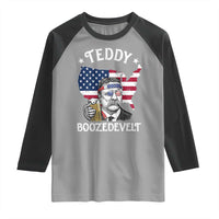 Teddy Boozedevelt Theodore Roosevelt Raglan Shirt 4th Of July American Flag