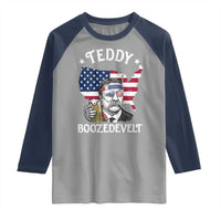Teddy Boozedevelt Theodore Roosevelt Raglan Shirt 4th Of July American Flag