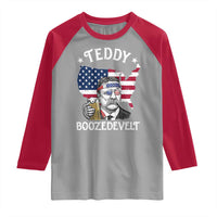Teddy Boozedevelt Theodore Roosevelt Raglan Shirt 4th Of July American Flag