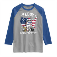 Teddy Boozedevelt Theodore Roosevelt Raglan Shirt 4th Of July American Flag