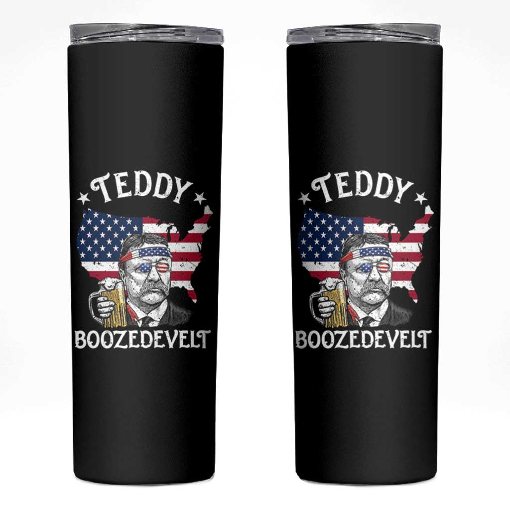Teddy Boozedevelt Theodore Roosevelt Skinny Tumbler 4th Of July American Flag