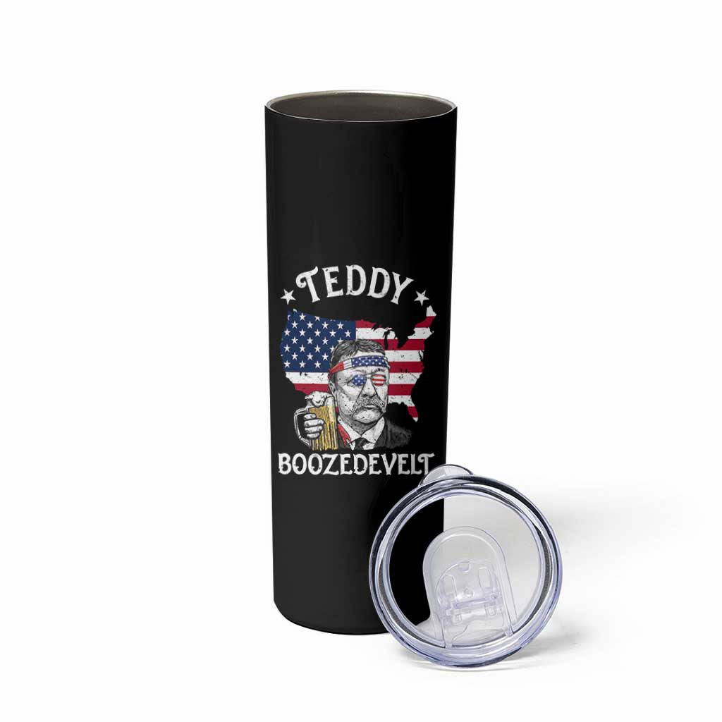 Teddy Boozedevelt Theodore Roosevelt Skinny Tumbler 4th Of July American Flag