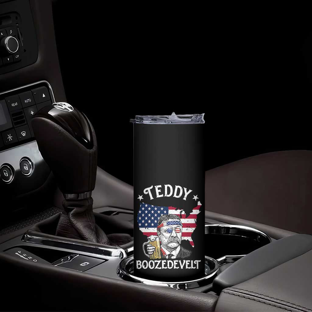Teddy Boozedevelt Theodore Roosevelt Skinny Tumbler 4th Of July American Flag