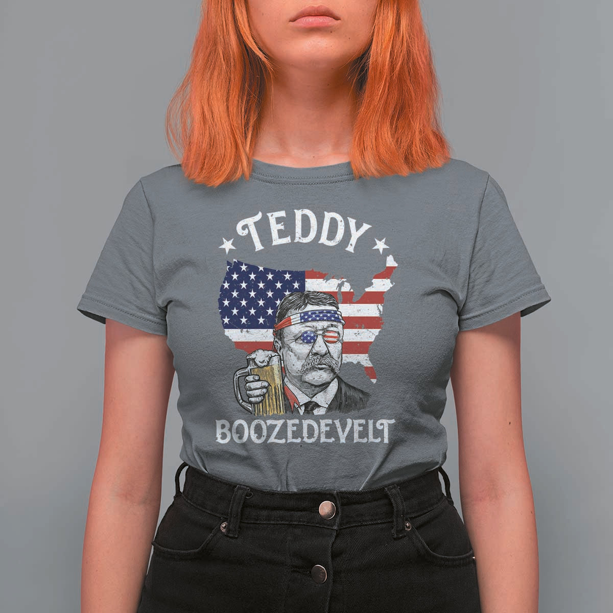 Teddy Boozedevelt Theodore Roosevelt T Shirt For Women 4th Of July American Flag