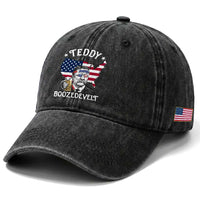 Teddy Boozedevelt Theodore Roosevelt Washed Cotton Baseball Cap 4th Of July American Flag