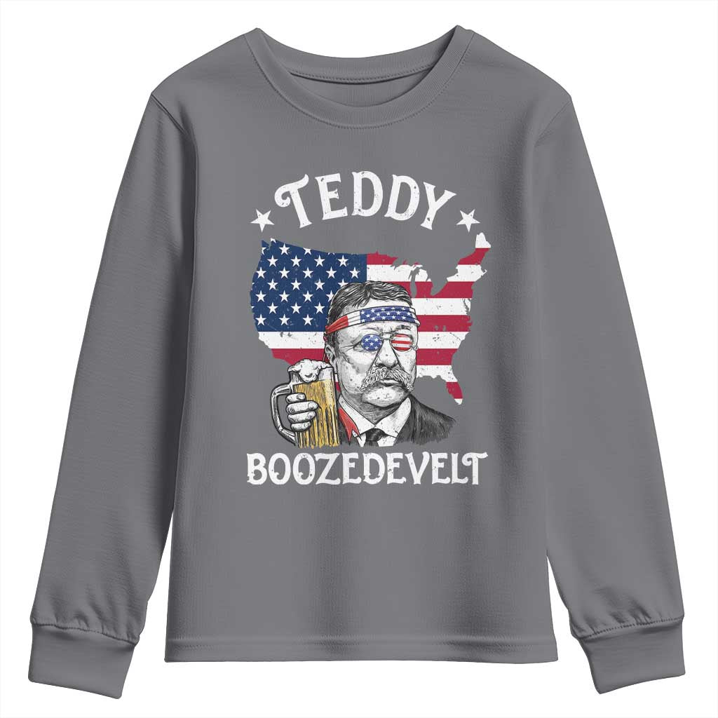 Teddy Boozedevelt Theodore Roosevelt Youth Sweatshirt 4th Of July American Flag