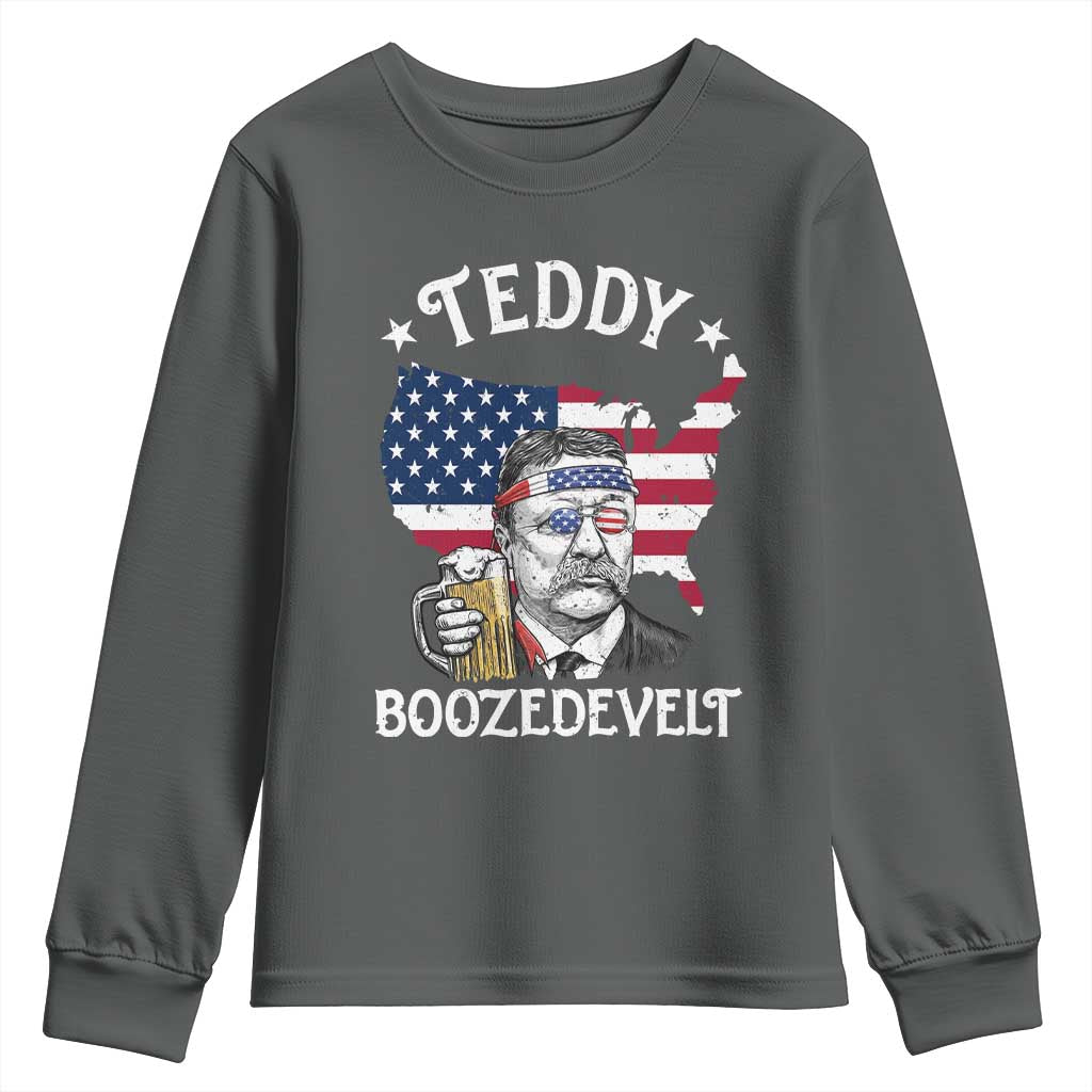 Teddy Boozedevelt Theodore Roosevelt Youth Sweatshirt 4th Of July American Flag