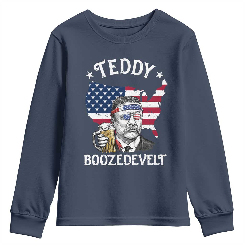 Teddy Boozedevelt Theodore Roosevelt Youth Sweatshirt 4th Of July American Flag