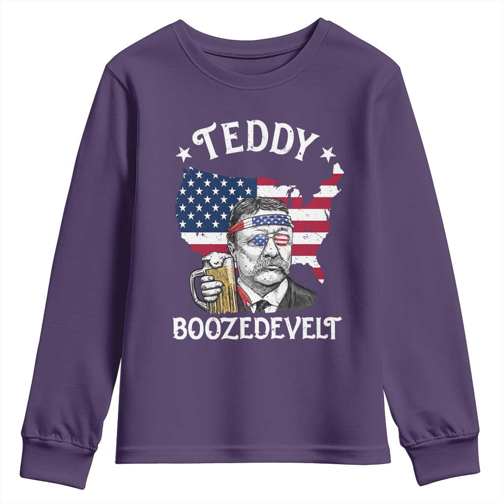 Teddy Boozedevelt Theodore Roosevelt Youth Sweatshirt 4th Of July American Flag