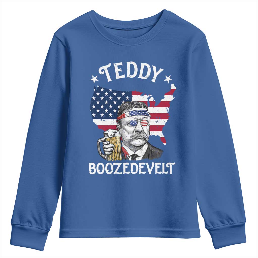 Teddy Boozedevelt Theodore Roosevelt Youth Sweatshirt 4th Of July American Flag