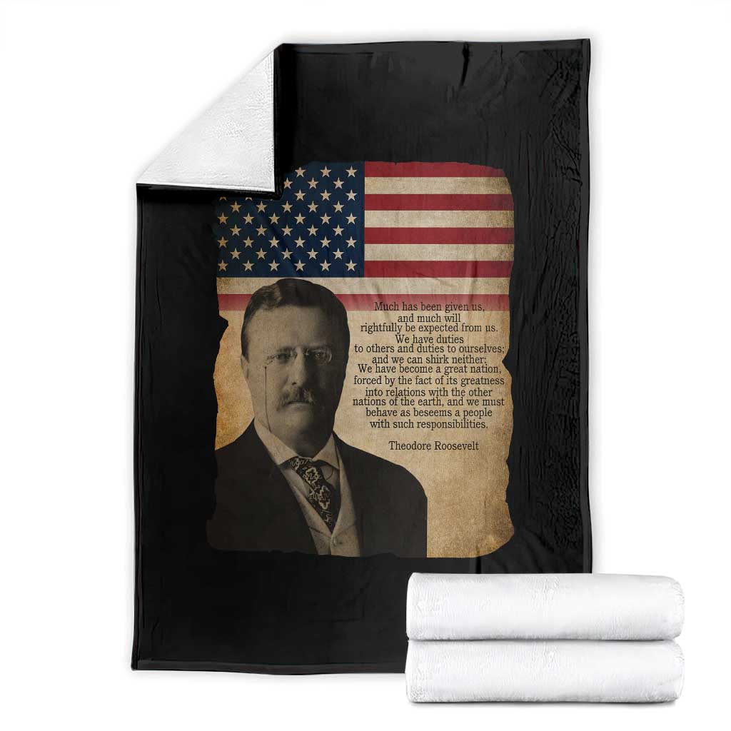 Theodore Roosevelt Quote Throw Blanket American President History