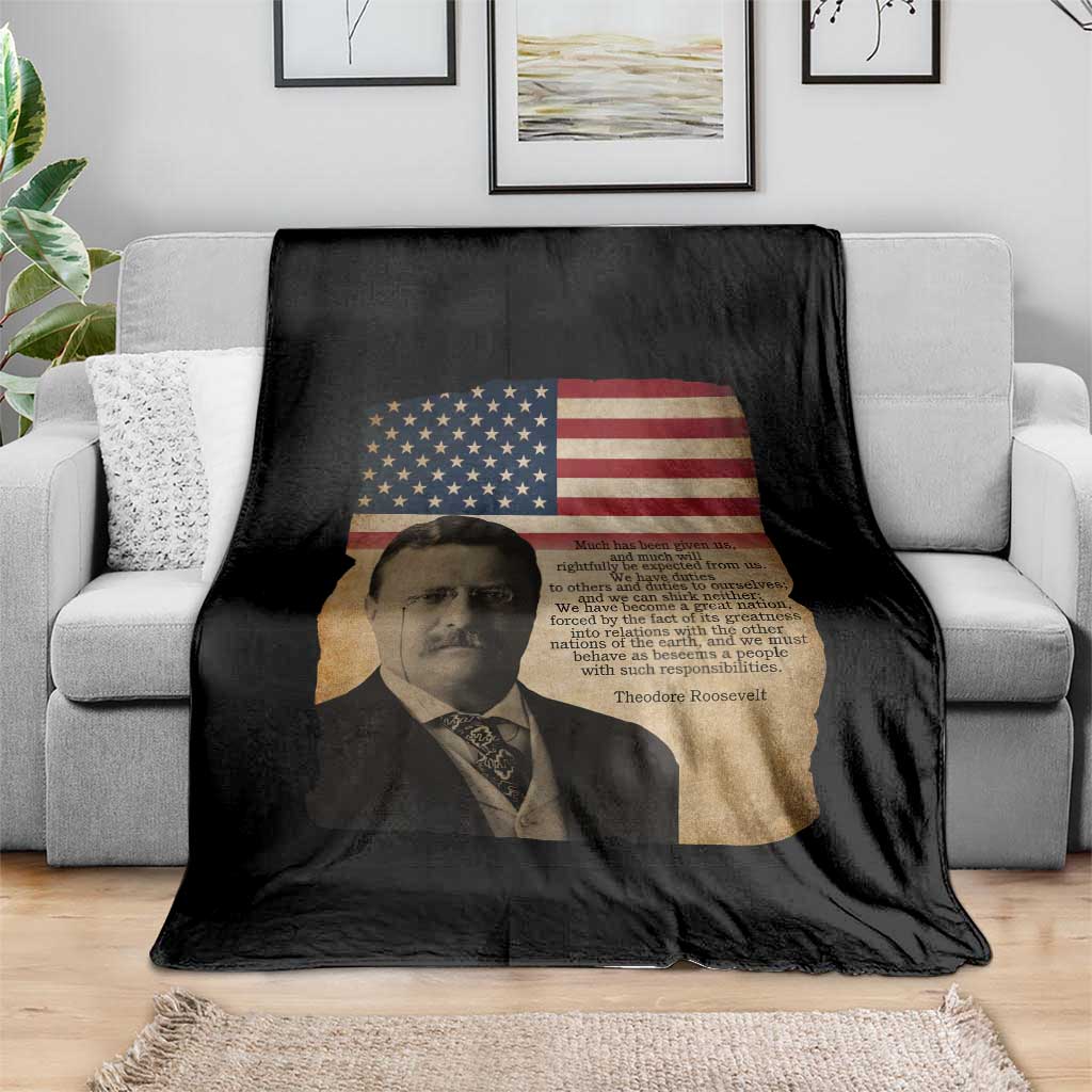 Theodore Roosevelt Quote Throw Blanket American President History