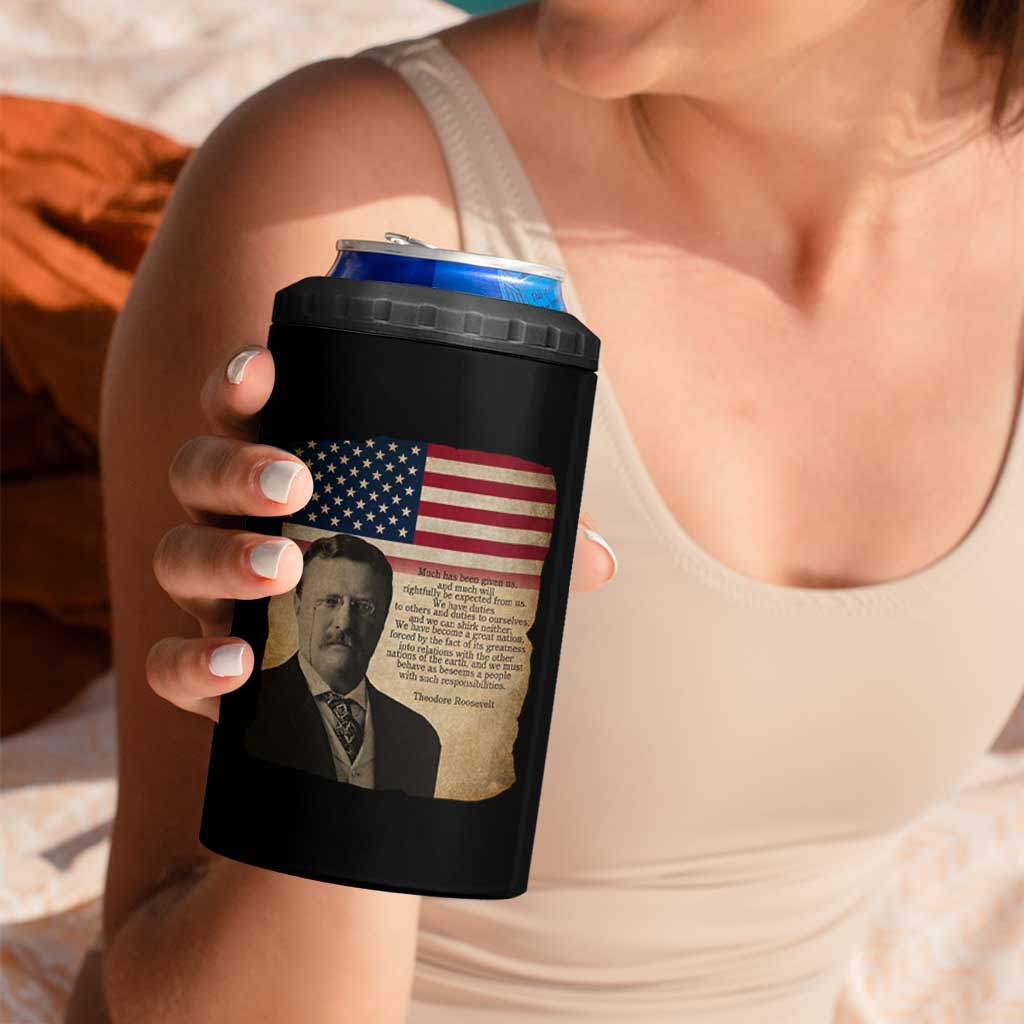 Theodore Roosevelt Quote 4 in 1 Can Cooler Tumbler American President History