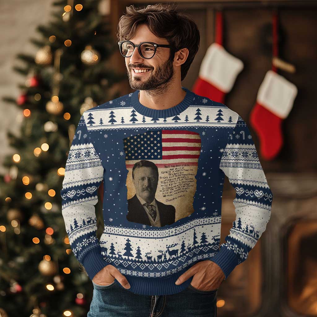 Theodore Roosevelt Quote Ugly Christmas Sweater American President History