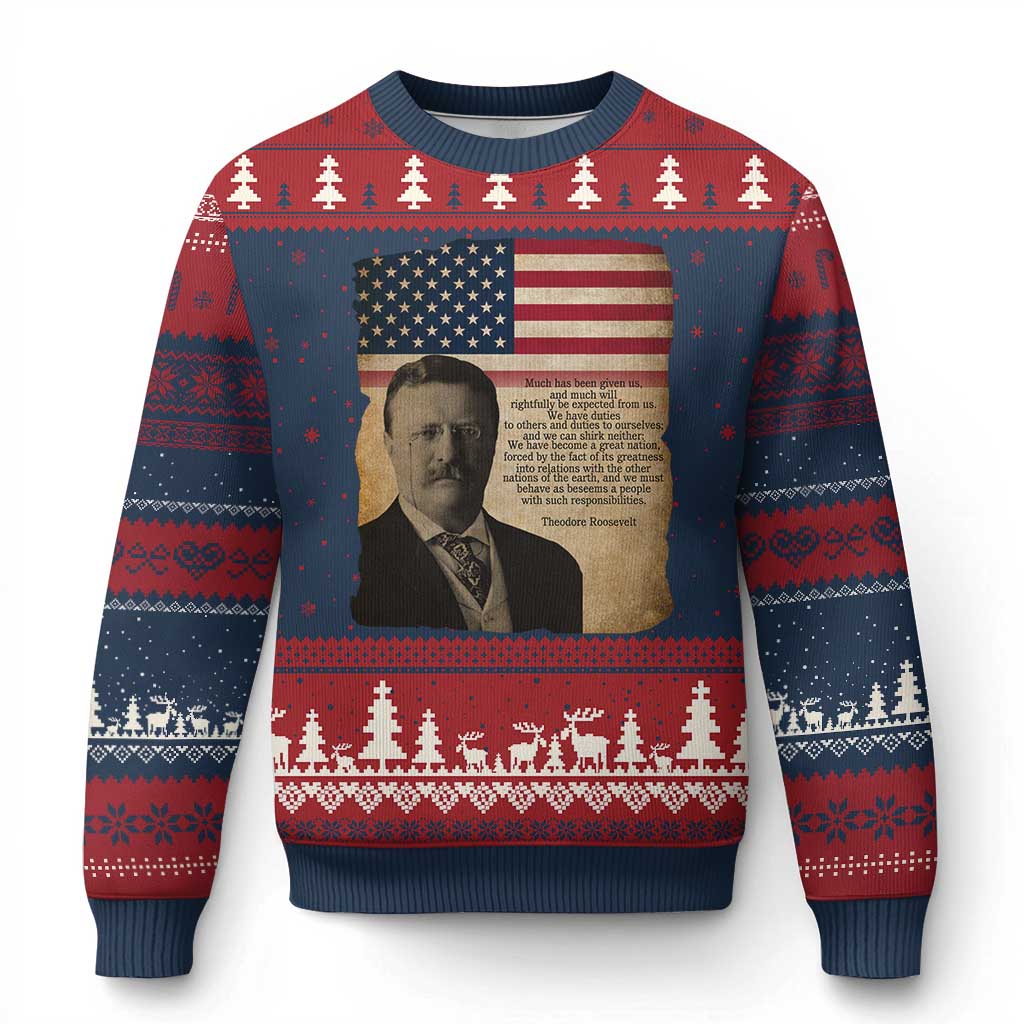 Theodore Roosevelt Quote Ugly Christmas Sweater American President History
