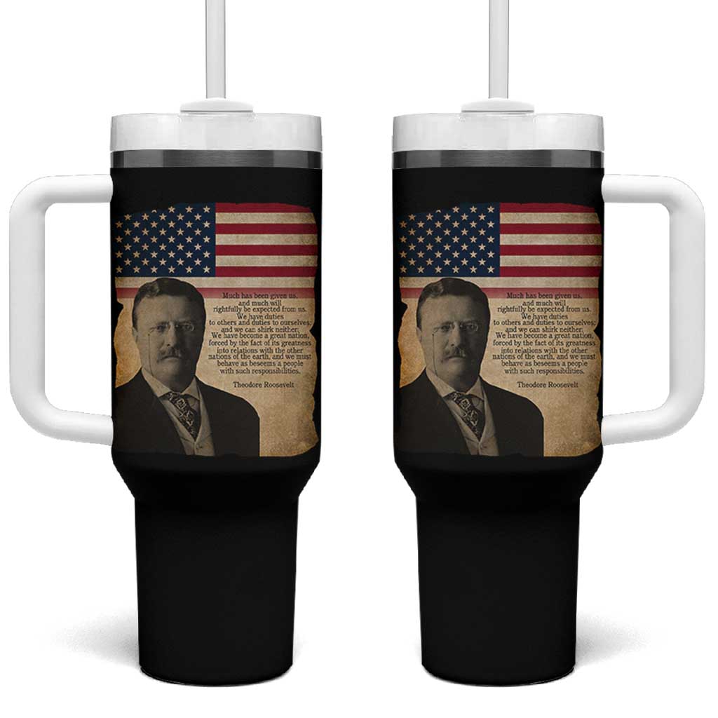 Theodore Roosevelt Quote Tumbler With Handle American President History
