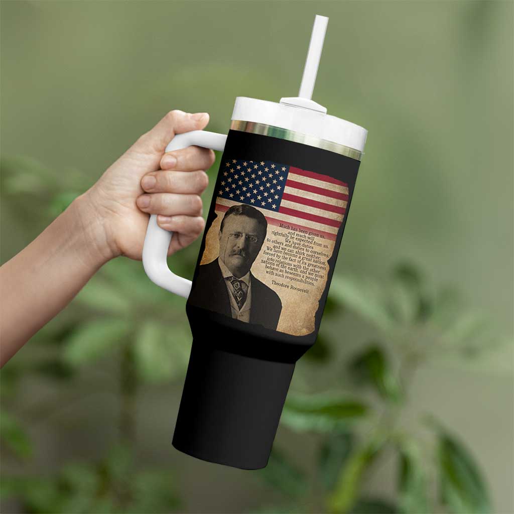 Theodore Roosevelt Quote Tumbler With Handle American President History