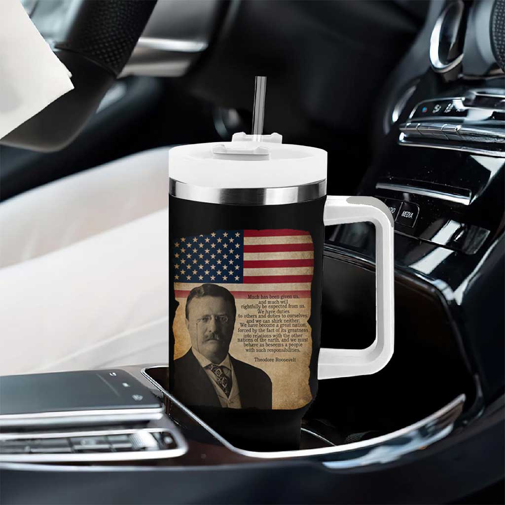 Theodore Roosevelt Quote Tumbler With Handle American President History