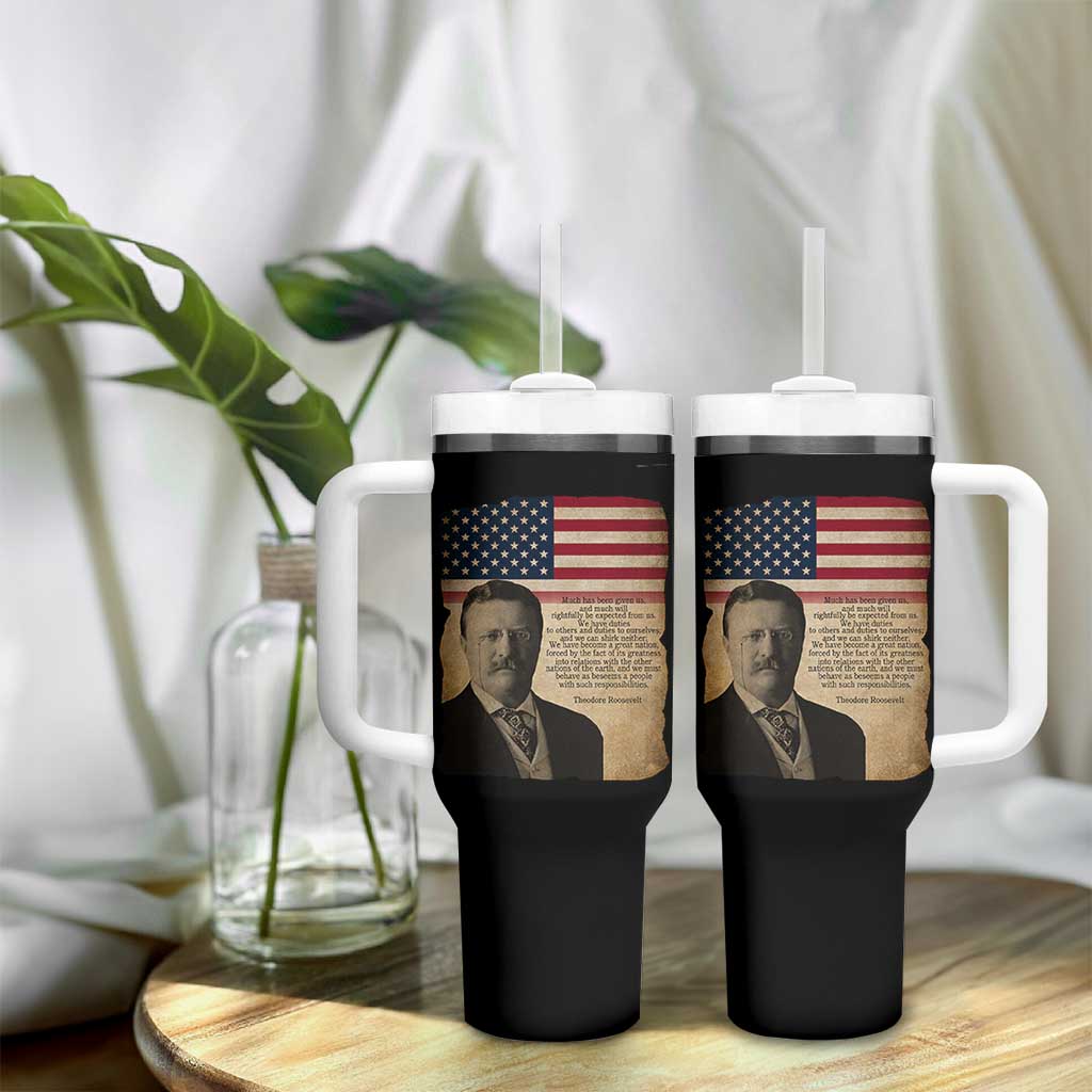 Theodore Roosevelt Quote Tumbler With Handle American President History